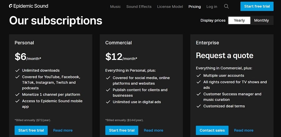 Subscription Plans For Epidemic Sound