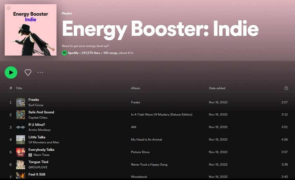 Energy Booster- Indie for Spotify Playlists