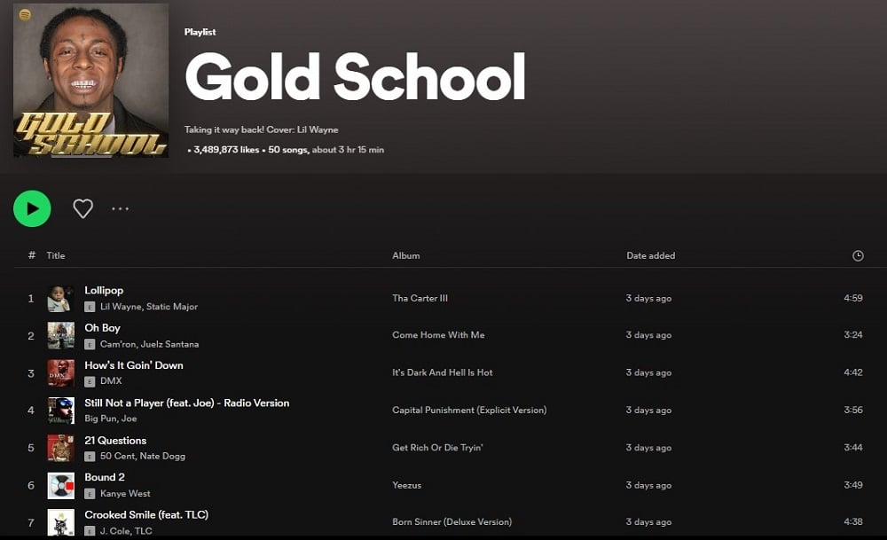 Gold School for Spotify Playlists
