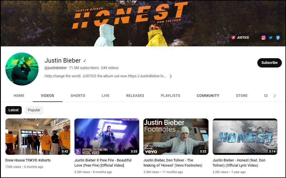 Justin Bieber Most Famous Singers